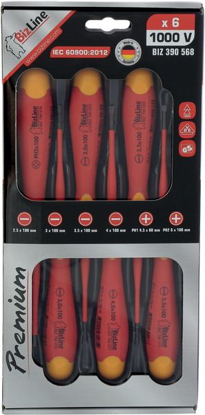 Set of 6 1000 V insulated i-SLIM screwdrivers slotted/PH