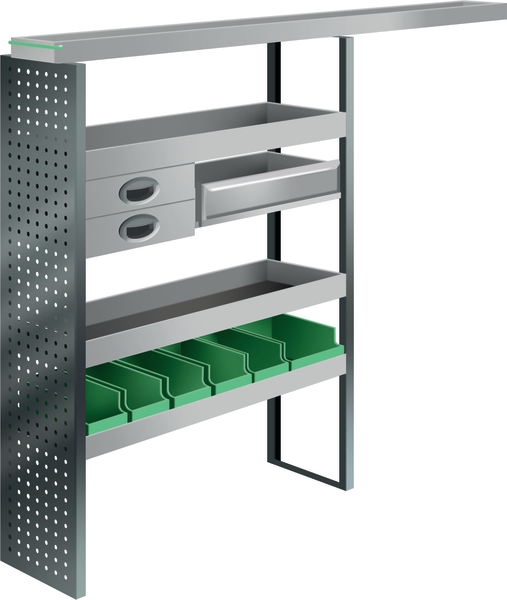 Lang modulair set bestelbus met afneembare goot 470 mm diep