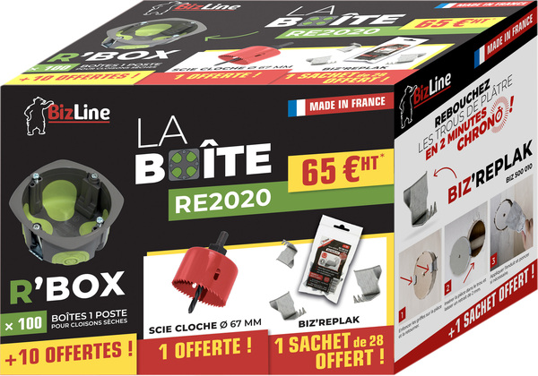 Pack de 100 boites simples d'encastrement R'BOX